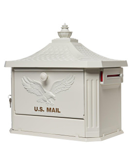 Architectural Mailboxes Hamilton Cast Aluminum Locking Post Mount Mailbox Compatibility Code C Hm200Wam White Large Capaci