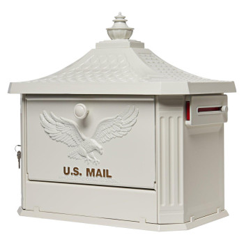 Architectural Mailboxes Hamilton Cast Aluminum Locking Post Mount Mailbox Compatibility Code C Hm200Wam White Large Capaci