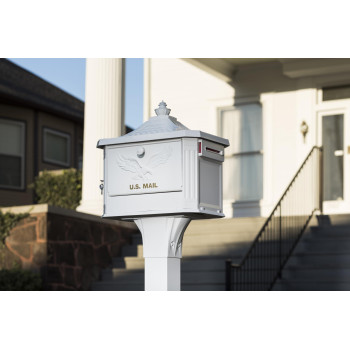 Architectural Mailboxes Hamilton Cast Aluminum Locking Post Mount Mailbox Compatibility Code C Hm200Wam White Large Capaci