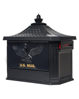 Architectural Mailboxes Hamilton Cast Aluminum Locking Post Mount Mailbox Compatibility Code C Hm200Bam Black Large Capaci