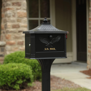 Architectural Mailboxes Hamilton Cast Aluminum Locking Post Mount Mailbox Compatibility Code C Hm200Bam Black Large Capaci