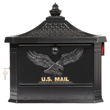 Architectural Mailboxes Hamilton Cast Aluminum Locking Post Mount Mailbox Compatibility Code C Hm200Bam Black Large Capaci