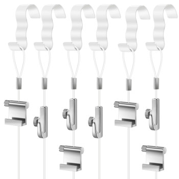 Dunzy Picture Rail Hanging System Picture Rail Hooks Molding Hooks Picture Rail Hangers With Invisible Nylon Cord And Adjustable