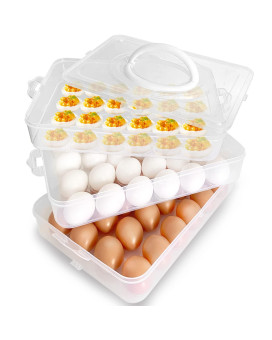 Anyumocz 72 Eggs Holder 3Layer Deviled Egg Tray With Lid Egg Containers For Deviled Egg Egg Carrier Box Dispenser Container Wit