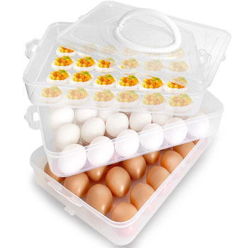 Anyumocz 72 Eggs Holder 3Layer Deviled Egg Tray With Lid Egg Containers For Deviled Egg Egg Carrier Box Dispenser Container Wit