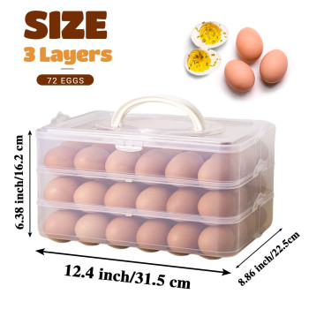 Anyumocz 72 Eggs Holder 3Layer Deviled Egg Tray With Lid Egg Containers For Deviled Egg Egg Carrier Box Dispenser Container Wit