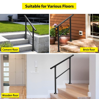 Signstek Handrails For Outdoor Steps 3 Step Handrail Fit 2 Or 3 Steps Outdoor Stair Railing Metal Porch Railing Deck Handrail