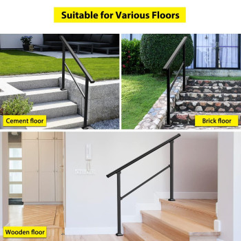 Signstek Handrails For Outdoor Steps 4 Step Handrail Fit 3 Or 4 Steps Outdoor Stair Railing Metal Porch Railing Deck Handrail