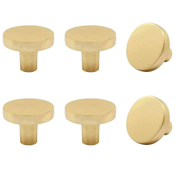 Swzhai 6 Pack Brushed Brass Cabinet Knobs Gold Drawer Knobs Round Knobs For Cabinet And Dresser Drawers Single Hole Cabinet Do