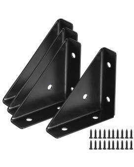 Armiika 4 Pack Bed Corner Support Shelf Brackets Hidden Type Triangular Bracket Fastener Cold Rolled Steel Braces Joining Supp