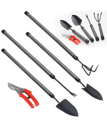 Garden Tools Set 5 Piece With Extended Handle Heavy Duty Garden Tools Set Ideal Gardening Tool Kit Gifts For Parents And Kids