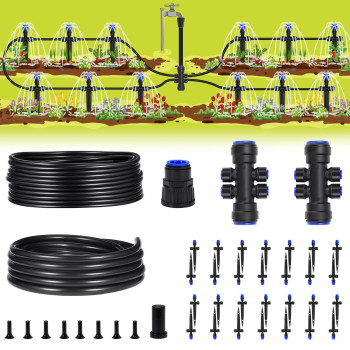 Hiraliy 118Ft Garden Watering System Drip Irrigation Kits For Plants New Quickconnect Fittings Blank Distribution Tubing Sa