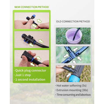 Hiraliy 118Ft Garden Watering System Drip Irrigation Kits For Plants New Quickconnect Fittings Blank Distribution Tubing Sa