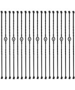 Sidasu 30 Pack Iron Balusters Stair Spindles Hollow Single Basket Black Iron Spindles Double Twist 12 Square Metal Balusters