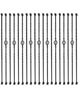 Sidasu 30 Pack Iron Balusters Stair Spindles Hollow Single Basket Black Iron Spindles Double Twist 12 Square Metal Balusters