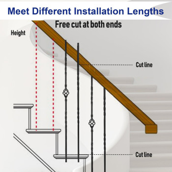 Sidasu 30 Pack Iron Balusters Stair Spindles Hollow Single Basket Black Iron Spindles Double Twist 12 Square Metal Balusters