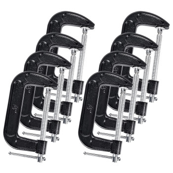 8 Pcs C Clamp 4 Inch Heavy Duty Steel C Clamp Set Cast Iron Frame Sliding Thandle More Stability Massive Clamps For Woodworking