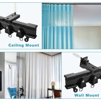 Kolako Ceiling Curtain Track Flexible Bendable Curtain Rails Ceiling Wall Mount 12Ft Curved Sliding Curtain Track System Room