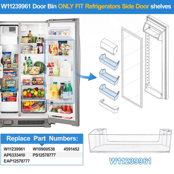 Upgraded W11239961 Refrigerator Door Shelf Replacement Compatible With Whirlpool Refrigerator Door Shelf Parts W10900538 Wrs321