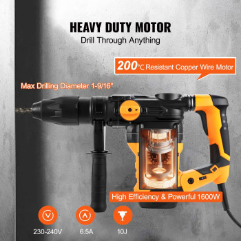 Vevor 1916 Inch Sdsmax Rotary Hammer Drill 13Amp Corded Drills Heavy Duty Chipping Hammers Wvibration Control Safety Clu