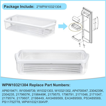 2 Packw10321304 Refrigerator Door Shelf Replacement Compatible With Whirlpool Fridge Door Bin Wrs325Fdam01 Wrs325Fdam02 Wrs3