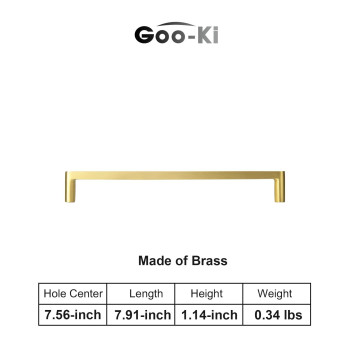 Gooki 6 Pack Pure Brass Made Luxurious Cabinet Pulls Matte 7916 Inches Center To Center Brushed Brass