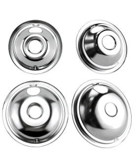 4 Pack Ge68C Chrome Drip Pans 2 X 6 And 2 X 8 Burner Drip Pan Bowls By Pandeels Fit For Ge And Hotpoint Electric Ranges