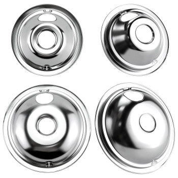 4 Pack Ge68C Chrome Drip Pans 2 X 6 And 2 X 8 Burner Drip Pan Bowls By Pandeels Fit For Ge And Hotpoint Electric Ranges