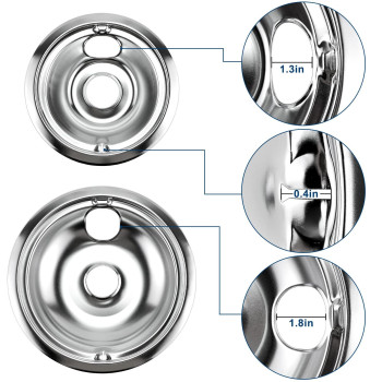 4 Pack Ge68C Chrome Drip Pans 2 X 6 And 2 X 8 Burner Drip Pan Bowls By Pandeels Fit For Ge And Hotpoint Electric Ranges