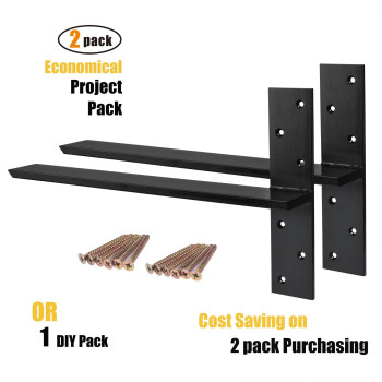 2Pack Free Hanging T Shelf Bracket Solid Heavy Duty Steel Knee Wall Hidden Granite Countertop Support Floating Bracket Hardw