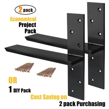 2Pack Free Hanging T Shelf Bracket Solid Heavy Duty Steel Knee Wall Hidden Granite Countertop Support Floating Bracket Hardw