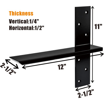 2Pack Free Hanging T Shelf Bracket Solid Heavy Duty Steel Knee Wall Hidden Granite Countertop Support Floating Bracket Hardw