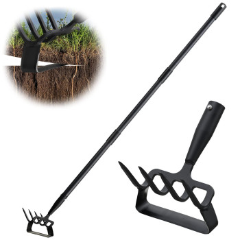 Garden Hoe Cultivator Stirrup Hoe Garden Tool For Weeding 62 Inch Heavy Duty Hula Hoe With Adjustable Long Handle Action Scuf