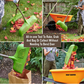 Ames Leaf Grabber Rake With Long Handle Cushioned Grip For Leaves Lawn Clippings Twigs Yard Waste