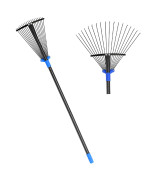 Adjustable Garden Leaf Rake 70 Inch Collapsible Metal Yard Rake For Leaves With Expandable Head 817 Collect Loose Debris Fo