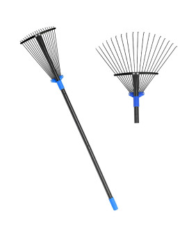 Adjustable Garden Leaf Rake 70 Inch Collapsible Metal Yard Rake For Leaves With Expandable Head 817 Collect Loose Debris Fo