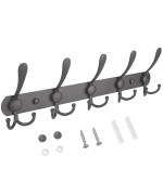 Ticonn Wall Mounted Coat Rack Five Heavy Duty Tri Hooks All Metal Construction For Jacket Coat Hat In Mudroom Entryway Space G