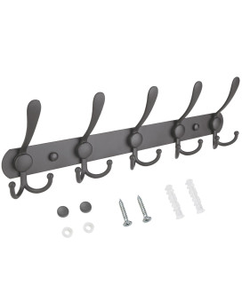 Ticonn Wall Mounted Coat Rack Five Heavy Duty Tri Hooks All Metal Construction For Jacket Coat Hat In Mudroom Entryway Space G