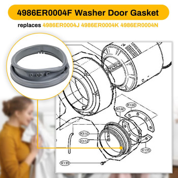 4986Er0004F Washer Door Gasket Compatible With Lg Kenmore Washers Washer Door Boot Seal With Drain Port Replacement 4986Er000