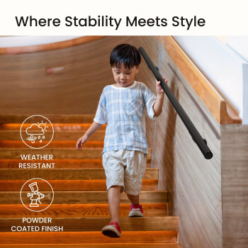 Meranti Aluminum Handrail For Indoor Or Outdoor Steps And Stairs Hand Rails For Elderly Diy Complete Stair Railing Kit 8 L