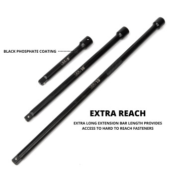 Neiko 00240A 38 Inch Impact Socket Extension And Socket Adapter Set 6 Pc Reducer Set 5 10 15 Long Extension Bars Uni