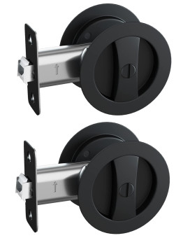 Goldenwarm Pocket Door Lock Black Pocket Door Handles Pocket Door Matte Black Hardware Round Pocket Door Lock Black Pocket D