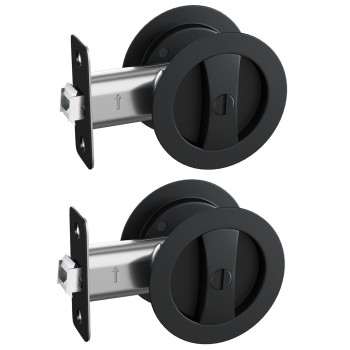 Goldenwarm Pocket Door Lock Black Pocket Door Handles Pocket Door Matte Black Hardware Round Pocket Door Lock Black Pocket D