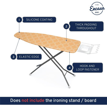 Encasa Ironing Board Covers 15 X 54 Inch Drawstring Tightening With Thick 3 Mm Felt Padding Easy Fit Scorch Resistant Print