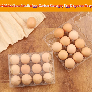 Plastic Clear Egg Carton For 6 Eggs 12Pack Egg Tray Reusable Medium Size Egg Cartons Perfect For Egg Trader Market Farmers Displ