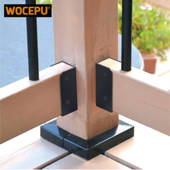 Wocepu 24 Pcs Stainless Steel Deck Railing Brackets Connectors For 2X4 Actual 15X35 Railing Wood Post Black