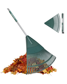 Orientools Garden Leaf Rake Garden Rakes For Lawns Leaves With 657 Foldable Handle Rake 26 Strong Tines Plastic Head Shrub