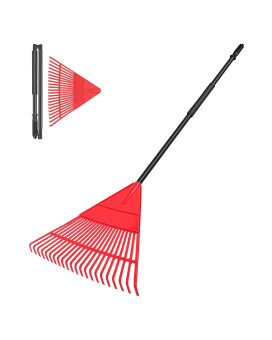 Garden Leaf Rake 60 Garden Rakes With Foldable Lightweight Steel Handle 22 Tines Plastic Head Shrub Rake Folding Yard Garde