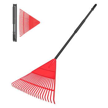 Garden Leaf Rake 60 Garden Rakes With Foldable Lightweight Steel Handle 22 Tines Plastic Head Shrub Rake Folding Yard Garde