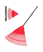 Garden Leaf Rake 657 Garden Rakes With Foldable Lightweight Steel Handle 26 Tines Plastic Head Shrub Rake Folding Yard Gar